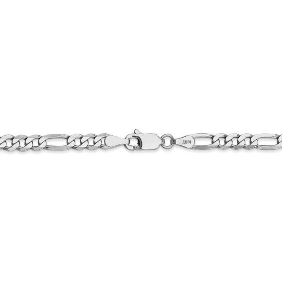 4mm, 14k White Gold, Flat Figaro Chain Necklace, 16 Inch - Picture 4 of 8